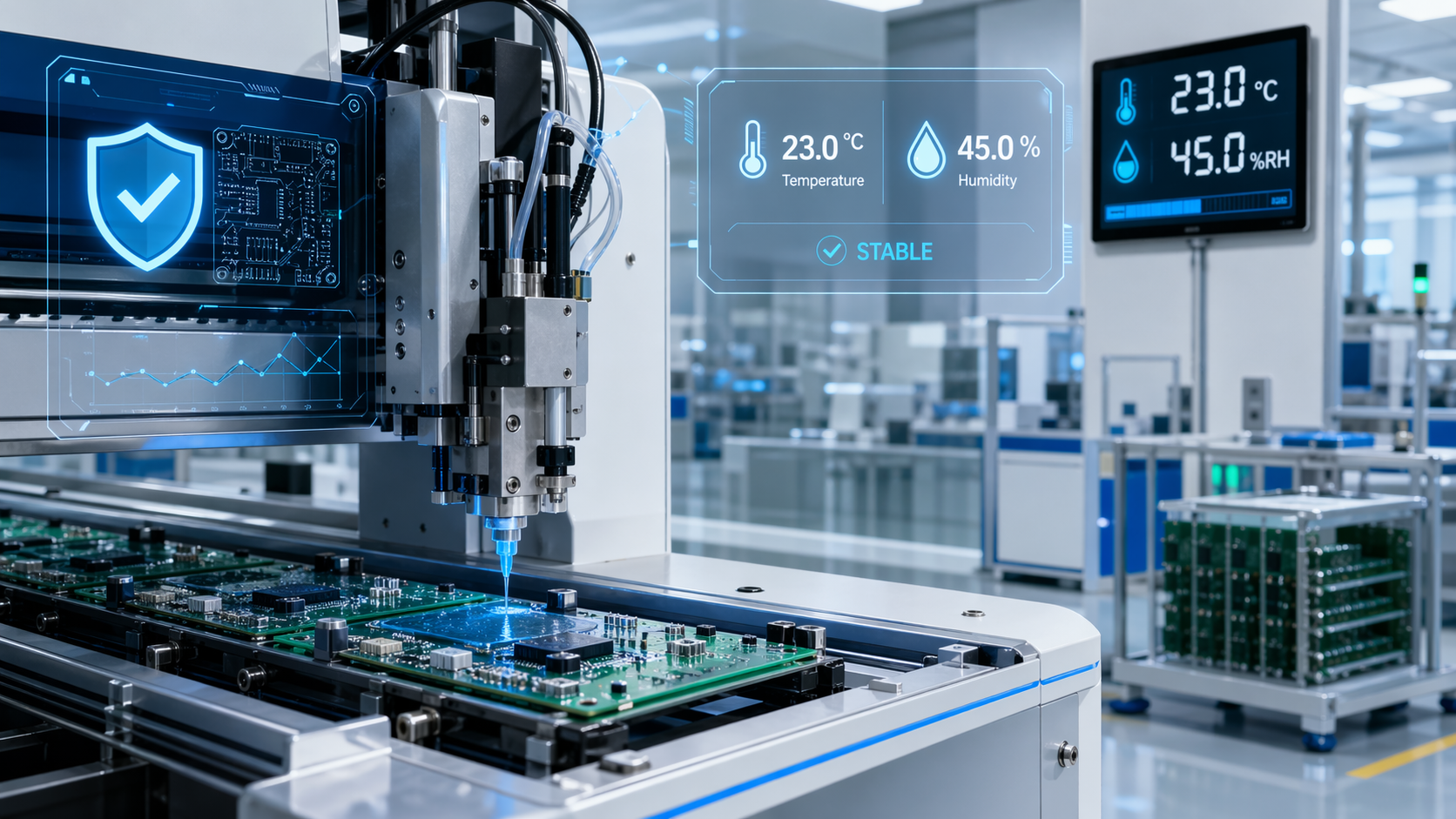 Conformal coating environment control for PCB protection