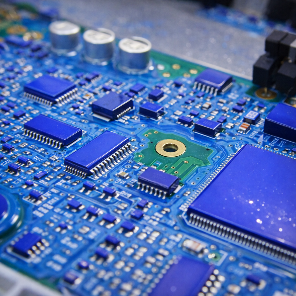 PCB surface tension conformal coating coverage on coated PCB panel
