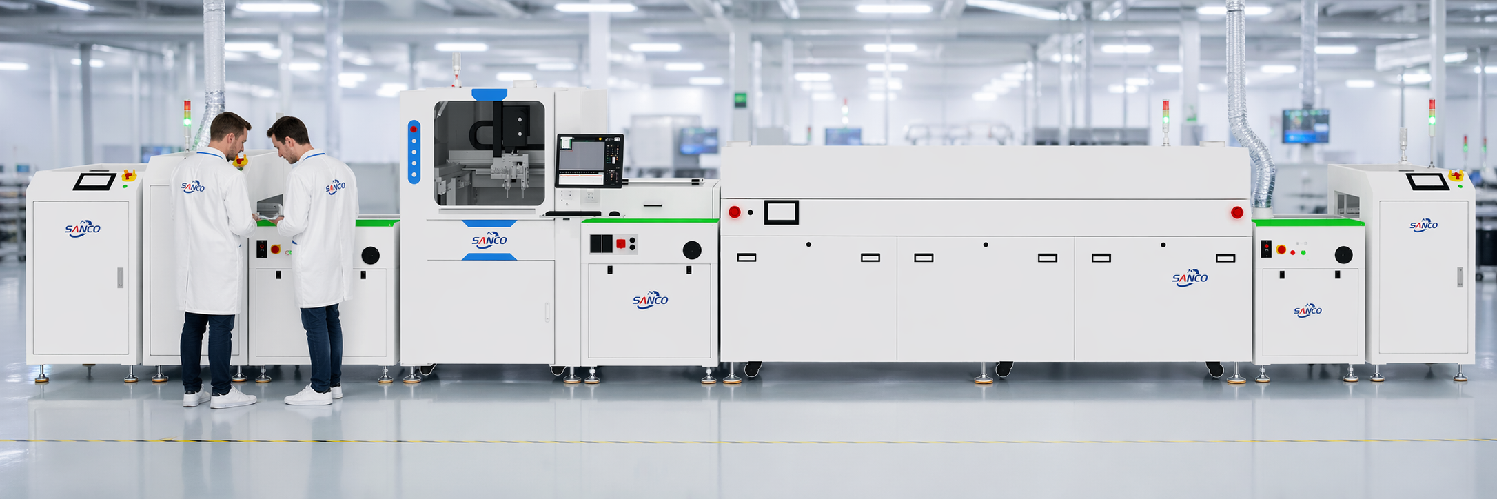 SANCO automatic selective conformal coating line for PCBA manufacturing