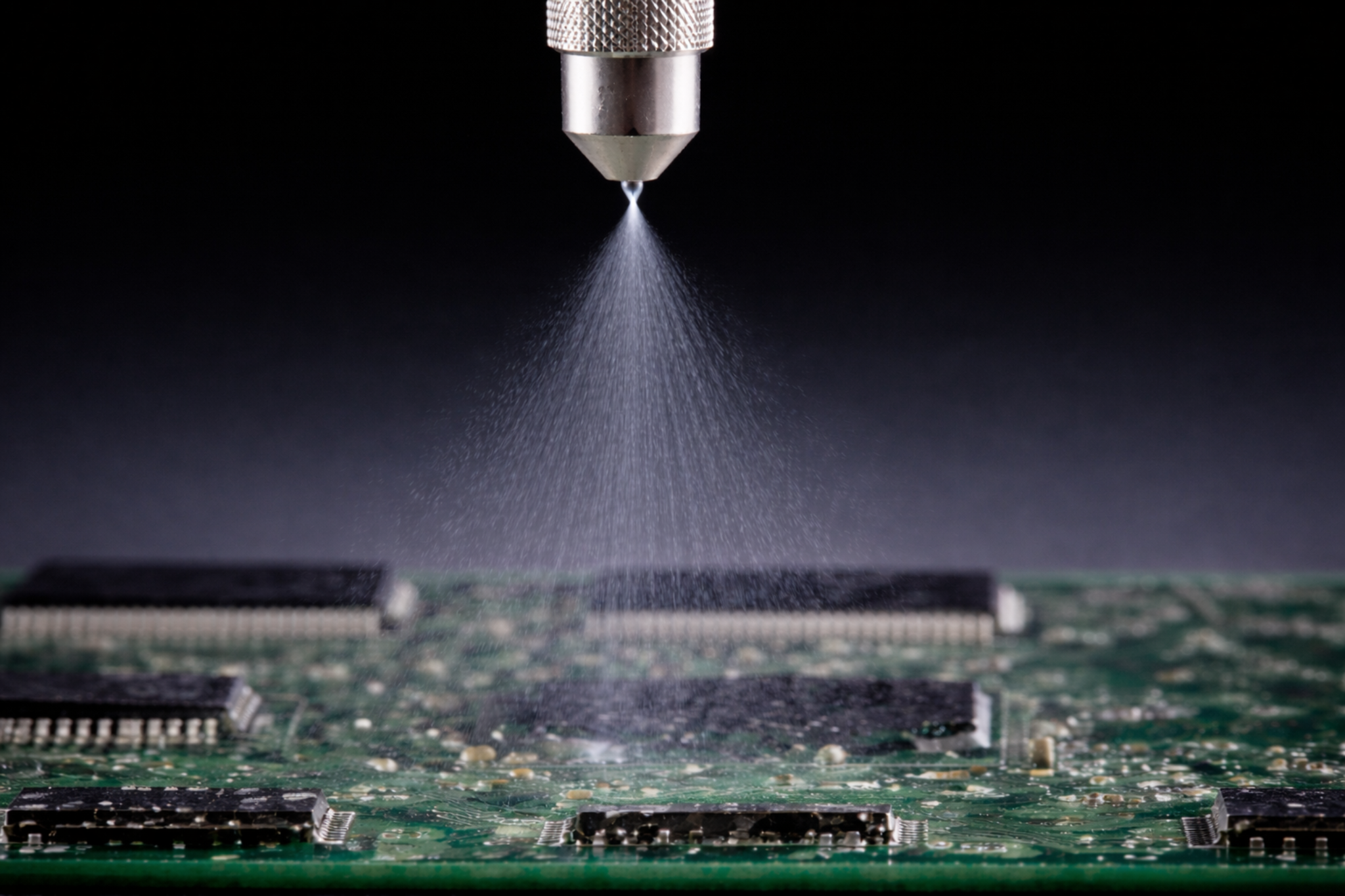 PCB surface tension conformal coating spray valve