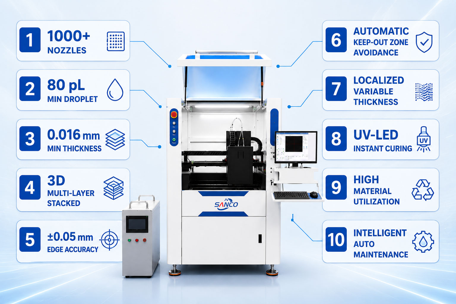 3D digital printing nozzle array close-up